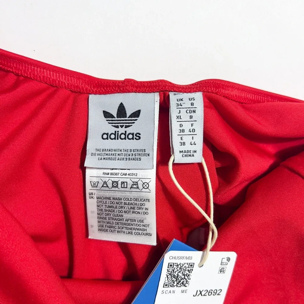 Adidas Originals 3-Stripe One Piece Swimsuit Red